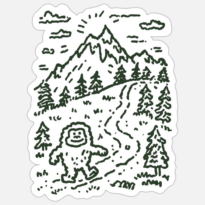 Bergwanderer im Waldlandschaft - Sticker Größe S (10 x 10 cm) - Mattweiß