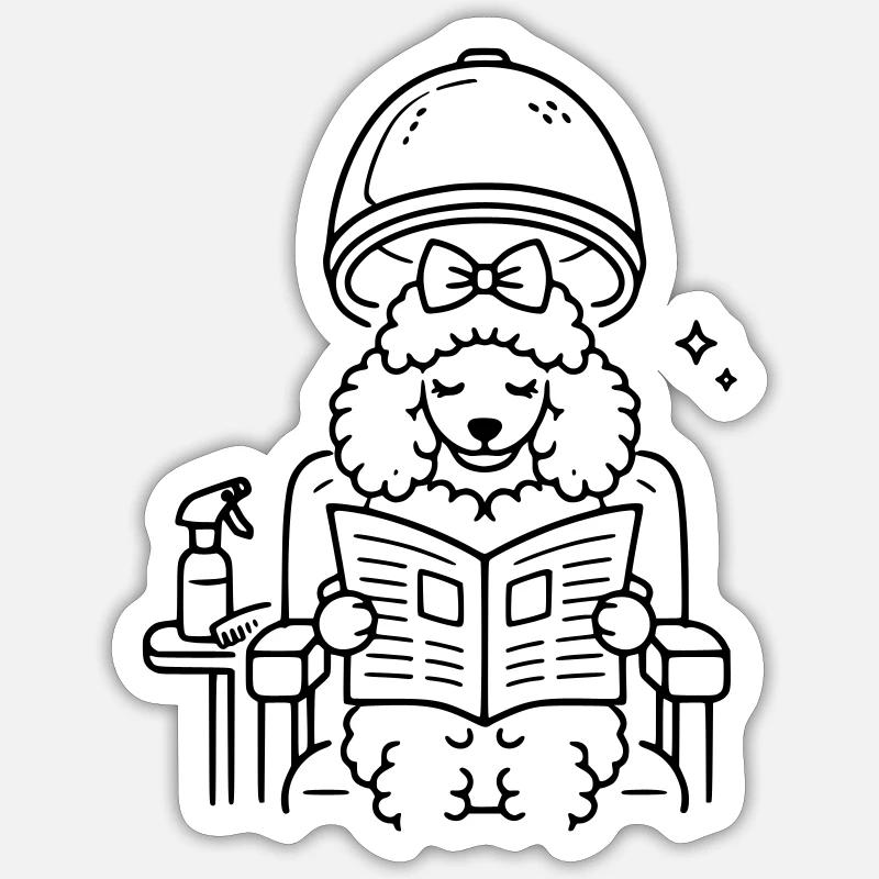 Caniche chez le coiffeur Sticker taille S (10 x 10 cm)