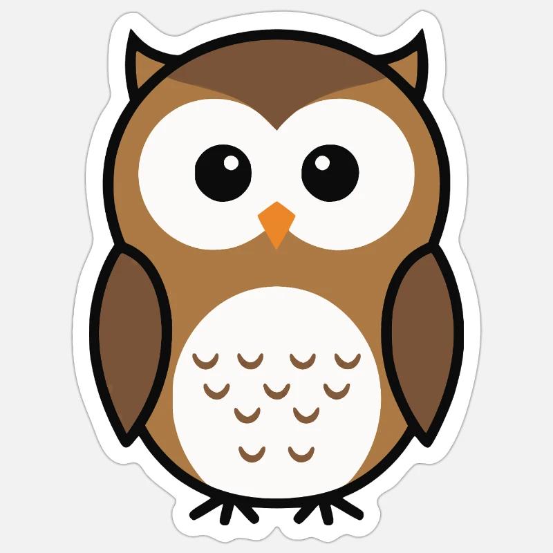 Süßer neugieriger Eule minimalistischen Stil Sticker Größe S (10 x 10 cm)