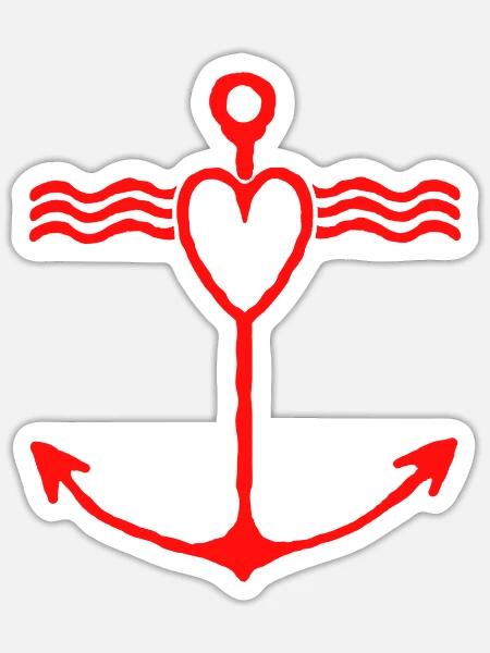 Herzanker Nautik Symbolik Liebe freunde - Sticker Größe S (10 x 10 cm) - Mattweiß