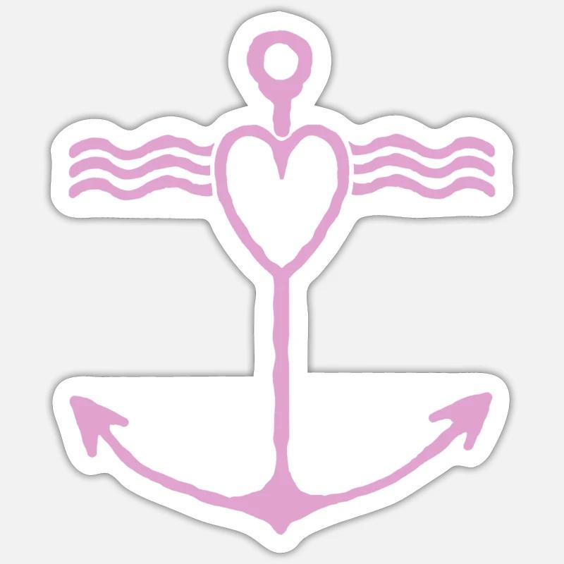Heart Anchor Wave Design - Sticker size S (10 x 10 cm) - white matte