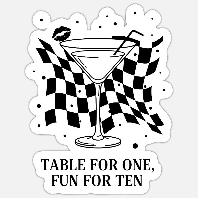 Table For One Martini Party - Sticker Größe S (10 x 10 cm) - Mattweiß