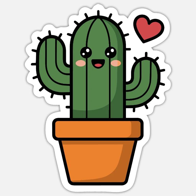 Cactus - Sticker taille S (10 x 10 cm) - blanc mat