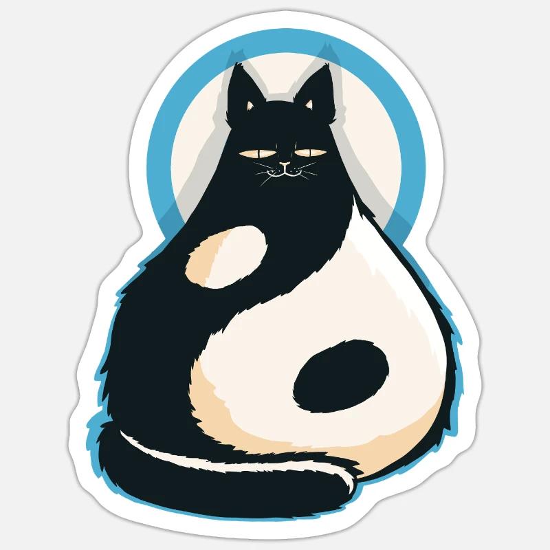 Chat-YinYang - Sticker Größe S (10 x 10 cm) - Mattweiß