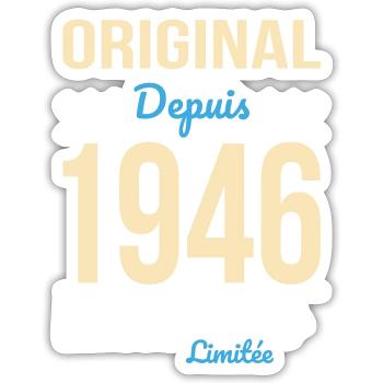 Original seit 1946 – 80-jähriges Jubiläum - Sticker Größe S (10 x 10 cm) - Mattweiß - Vorne