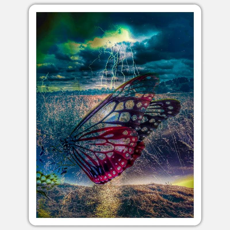 Butterfly under Storm Light - Sticker size S (10 x 10 cm) - white matte