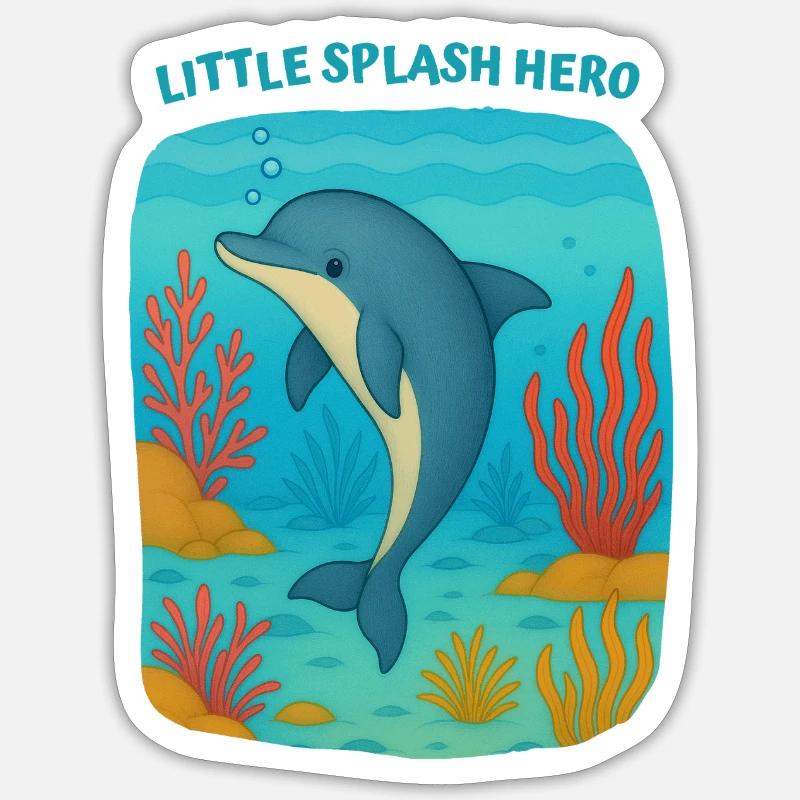 Héros Dauphin Éclaboussant Sticker taille S (10 x 10 cm)