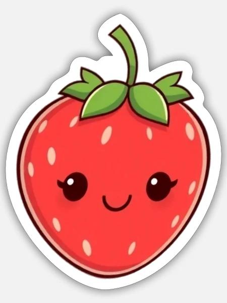Süßes Erdbeere Design Geschenkidee zum Geburtstag - Sticker Größe S (10 x 10 cm) - Mattweiß