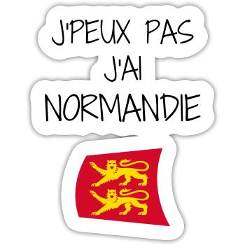 J'peux pas J'ai Normandie - Sticker taille S (10 x 10 cm) - blanc mat - Devant
