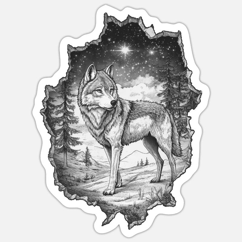 Wolf - Sticker Größe S (10 x 10 cm) - Mattweiß