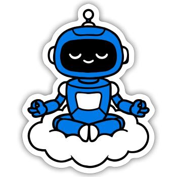 AI Human Fan Club Hovering Robot - Sticker size S (10 x 10 cm) - white matte - Front