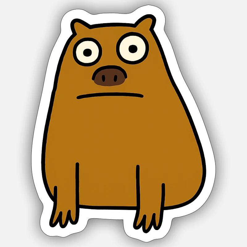Capybara laide - Sticker taille S (10 x 10 cm) - blanc mat