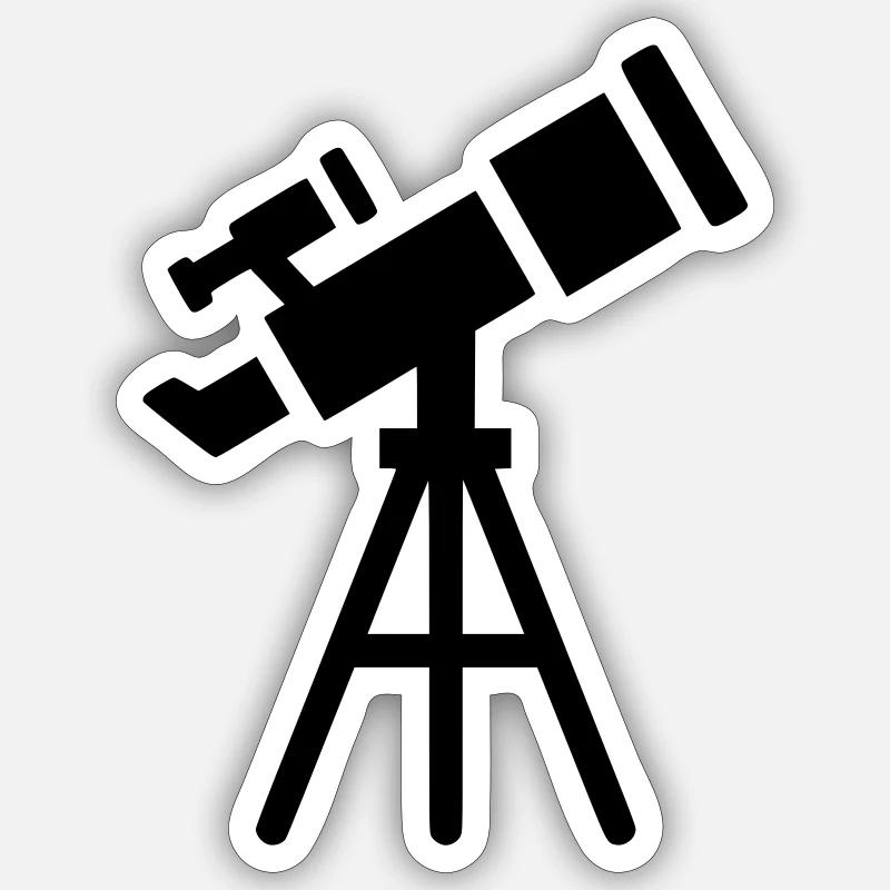 Teleskop Silhouette Sterne - Sticker Größe S (10 x 10 cm) - Mattweiß