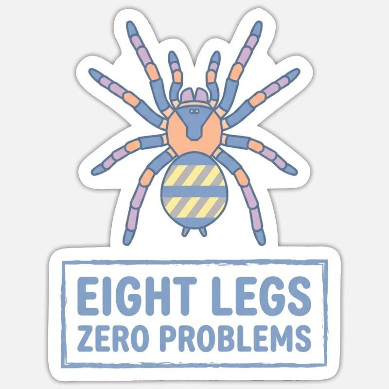 Acht Beine Null Probleme Vogelspinne - Sticker Größe S (10 x 10 cm) - Mattweiß