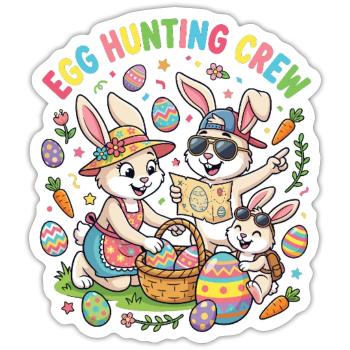 Hoster Bunny Family - Egg Collector - Sticker size S (10 x 10 cm) - white matte - Front