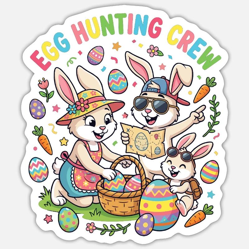 Hosterhasen Familie -Eier Sammler Sticker Größe S (10 x 10 cm)