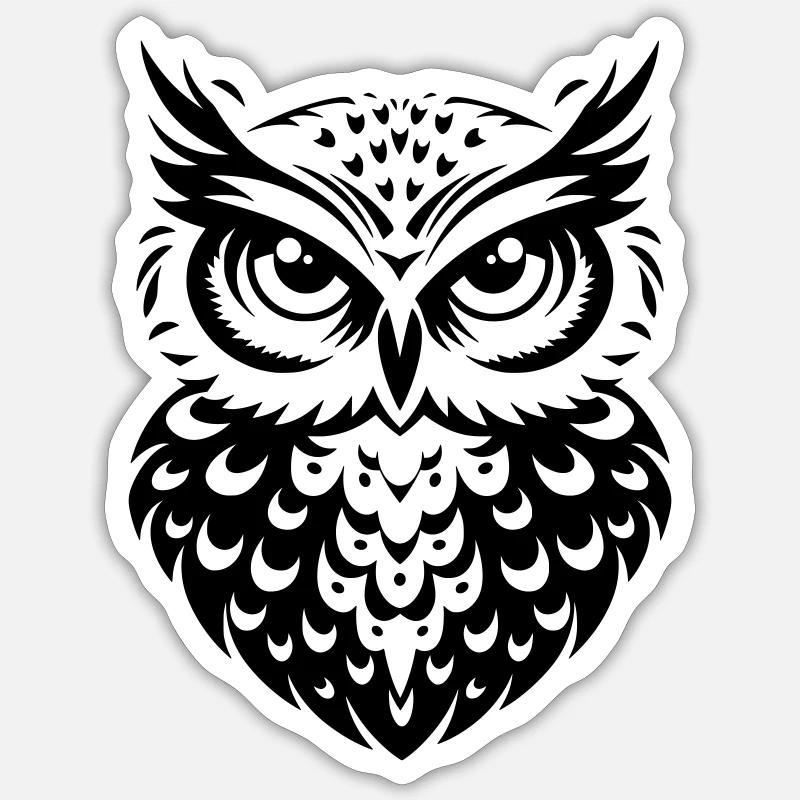 Eule - Sticker Größe S (10 x 10 cm) - Mattweiß