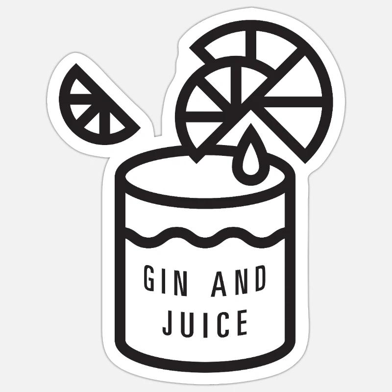 Gin et jus - Sticker taille S (10 x 10 cm) - blanc mat
