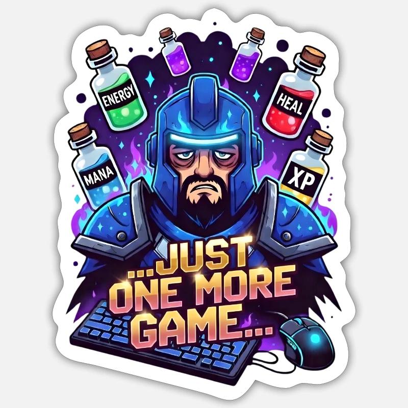 Just one more game - Sticker size S (10 x 10 cm) - white matte