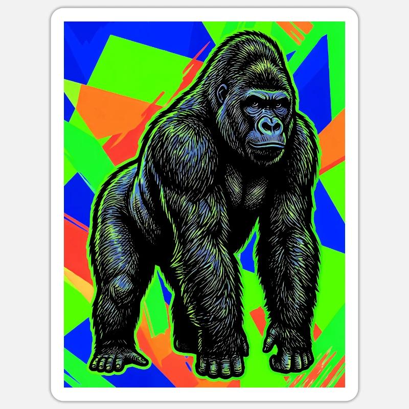 gorille - Sticker taille S (10 x 10 cm) - blanc mat