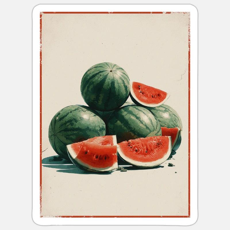 Tranches de pastèque vintage Sticker taille S (10 x 10 cm)