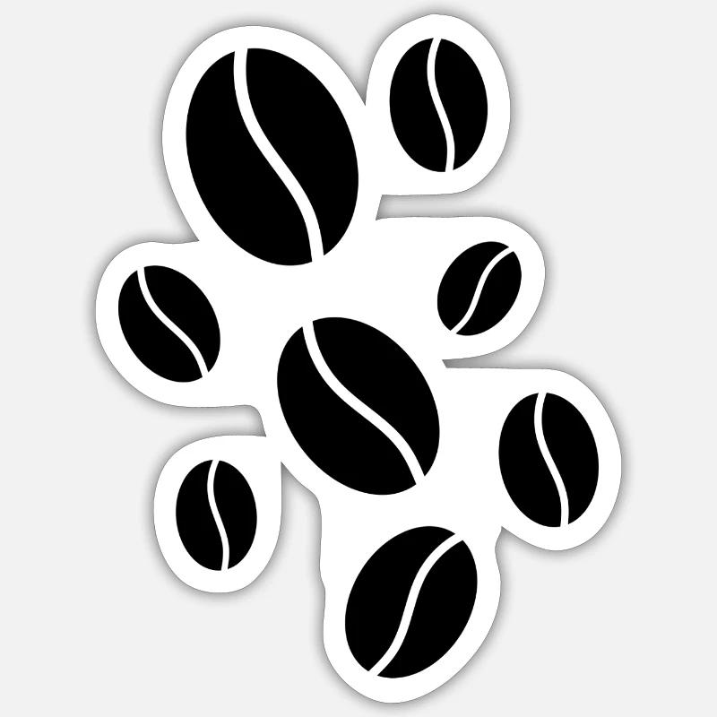 Fallende Kaffeebohnen - Sticker Größe S (10 x 10 cm) - Mattweiß