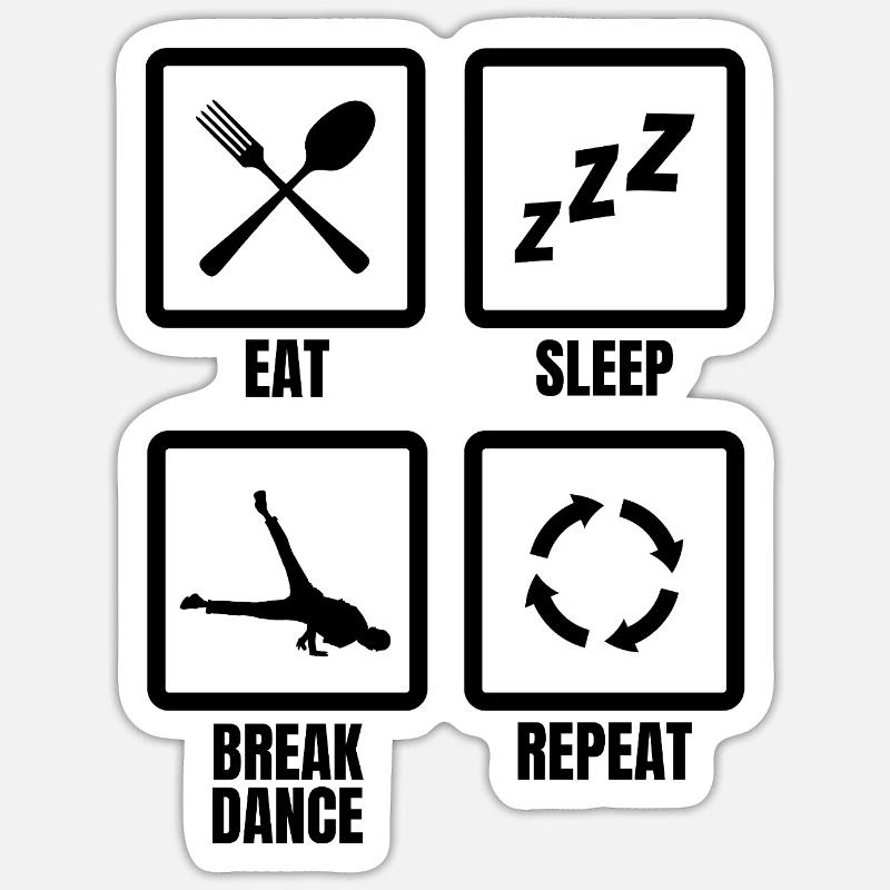 Routine quotidienne du breakdancer - Sticker taille S (10 x 10 cm) - blanc mat
