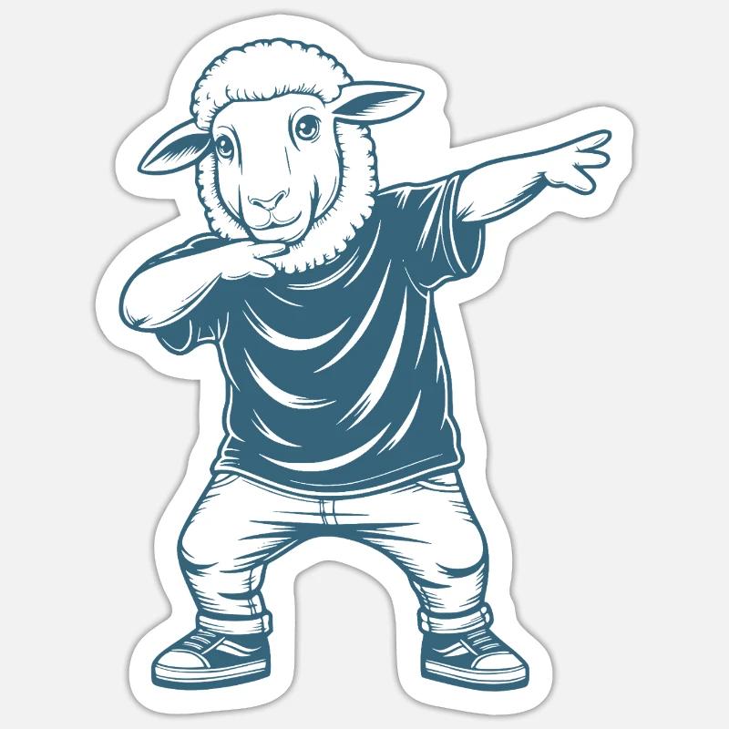 Schaf dabbing - Sticker Größe S (10 x 10 cm) - Mattweiß