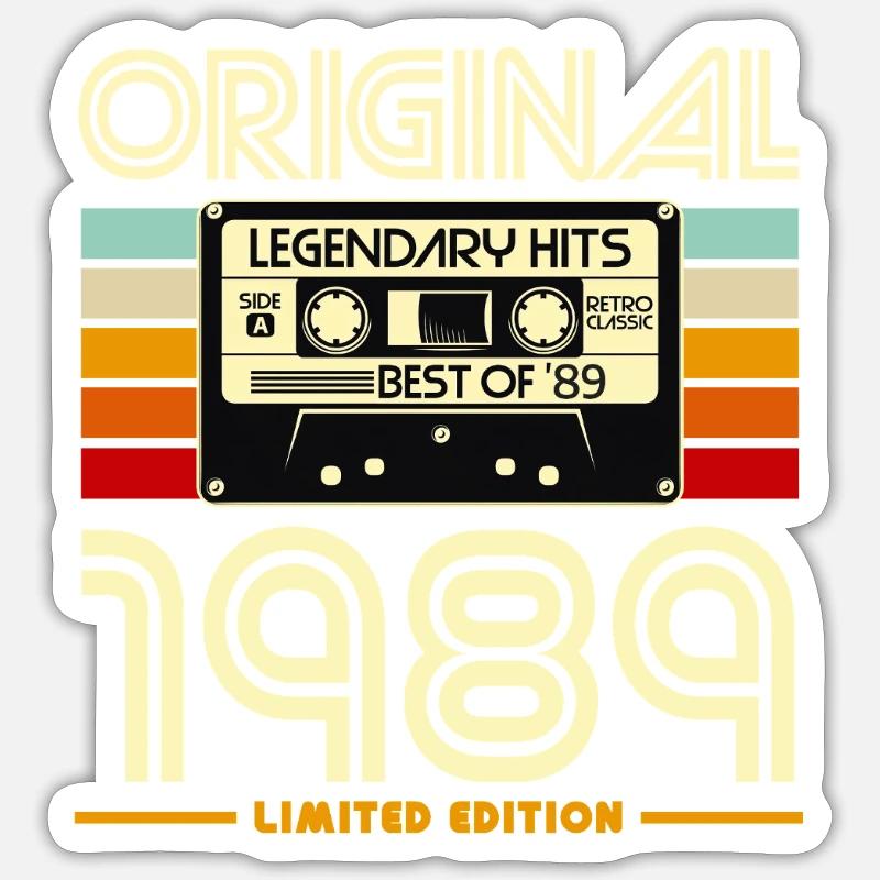 1989 Cassette Retro Édition Limitée - Sticker taille S (10 x 10 cm) - blanc mat
