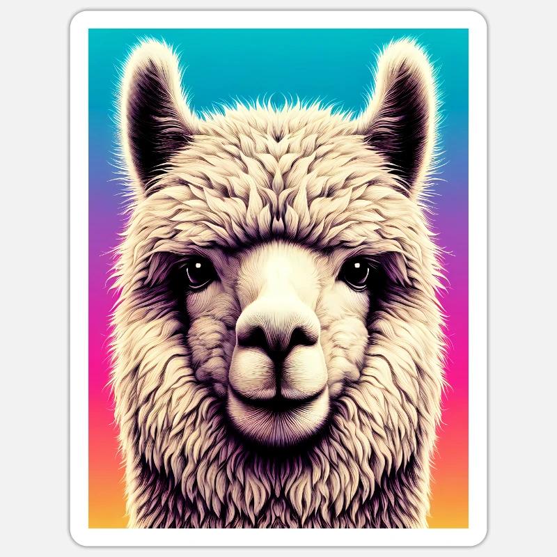 Alpaka - Sticker Größe S (10 x 10 cm) - Mattweiß