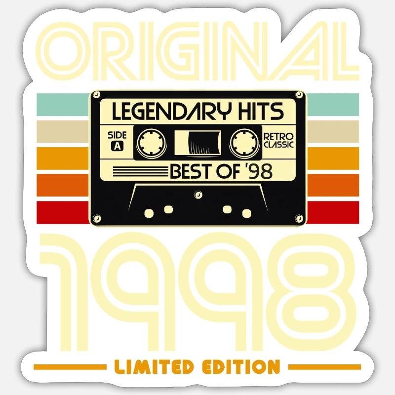 Original 1998 Retro Cassette - Sticker size S (10 x 10 cm) - white matte