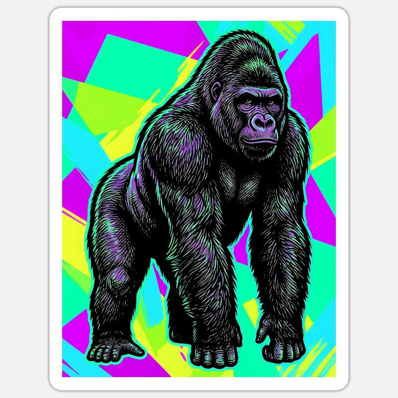 Gorilla - Sticker Größe S (10 x 10 cm) - Mattweiß
