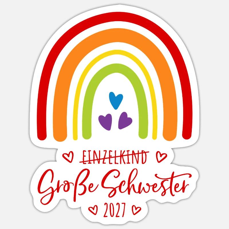 Große Schwester 2027 Boho Regenbogen Sticker Größe S (10 x 10 cm)