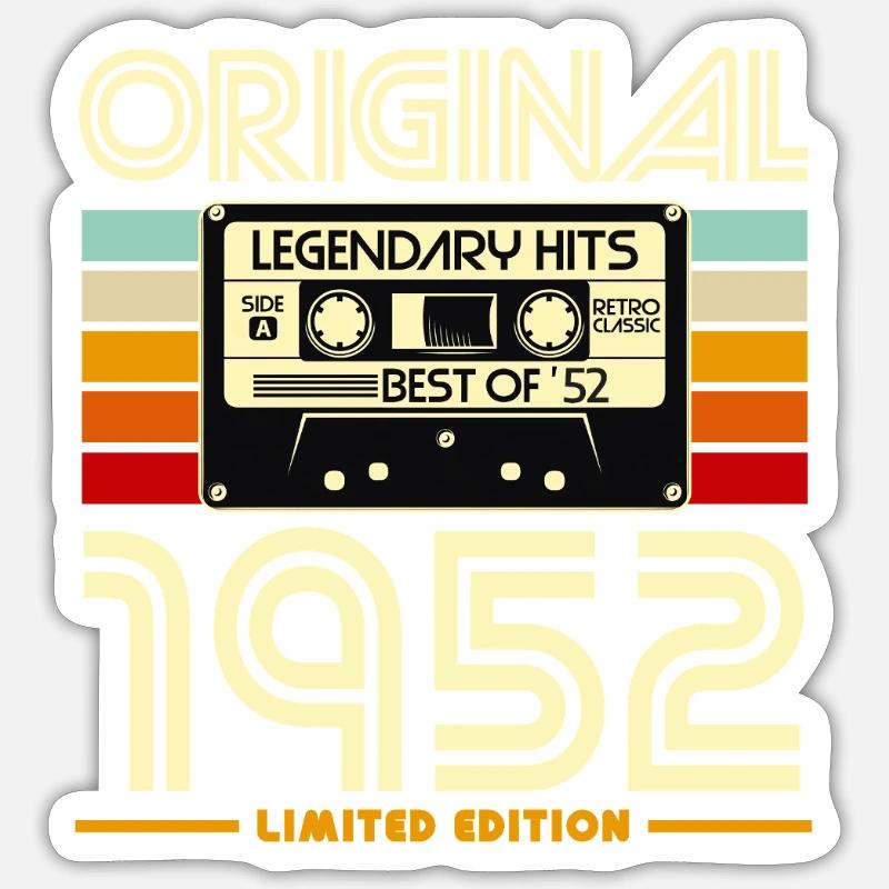Original 1952 Cassette Retro - Sticker size S (10 x 10 cm) - white matte