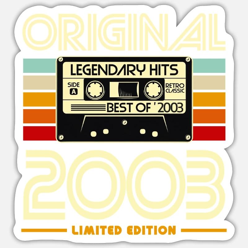 Rétro 2003 Cassette Limited - Sticker taille S (10 x 10 cm) - blanc mat