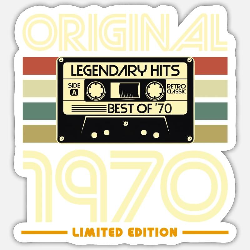 Cassette Rétro 1970 Originale - Sticker taille S (10 x 10 cm) - blanc mat