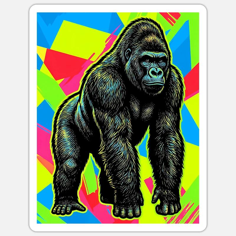 Gorilla - Sticker Größe S (10 x 10 cm) - Mattweiß