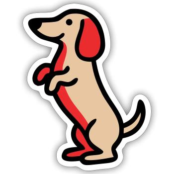 Süßer Dackel Hund Männchen Comic - Sticker Größe S (10 x 10 cm) - Mattweiß - Vorne