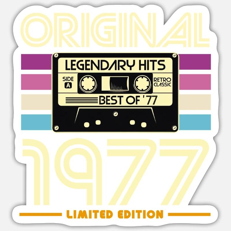 Originale Retro-Kassette von 1977 - Sticker Größe S (10 x 10 cm) - Mattweiß