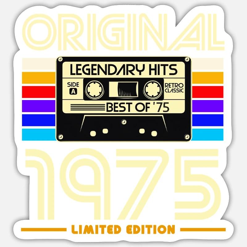 Original 1975 Cassette Rétro - Sticker taille S (10 x 10 cm) - blanc mat