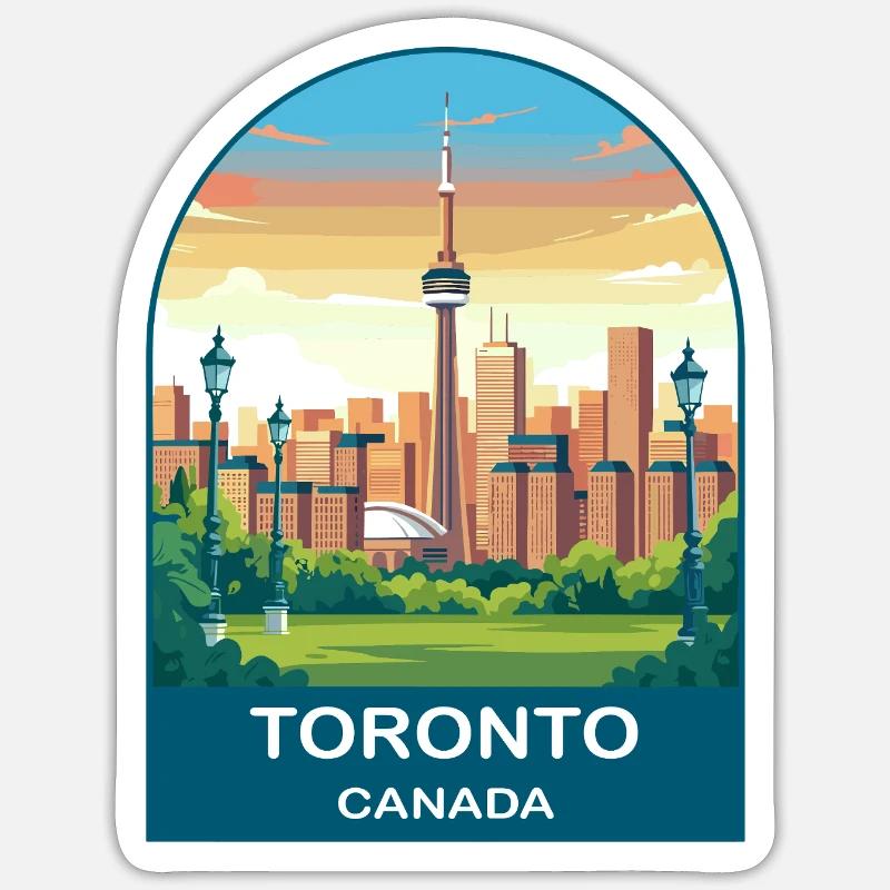Toronto Kanada CN Tower Skyline Reiseplakat - Sticker Größe S (10 x 10 cm) - Mattweiß