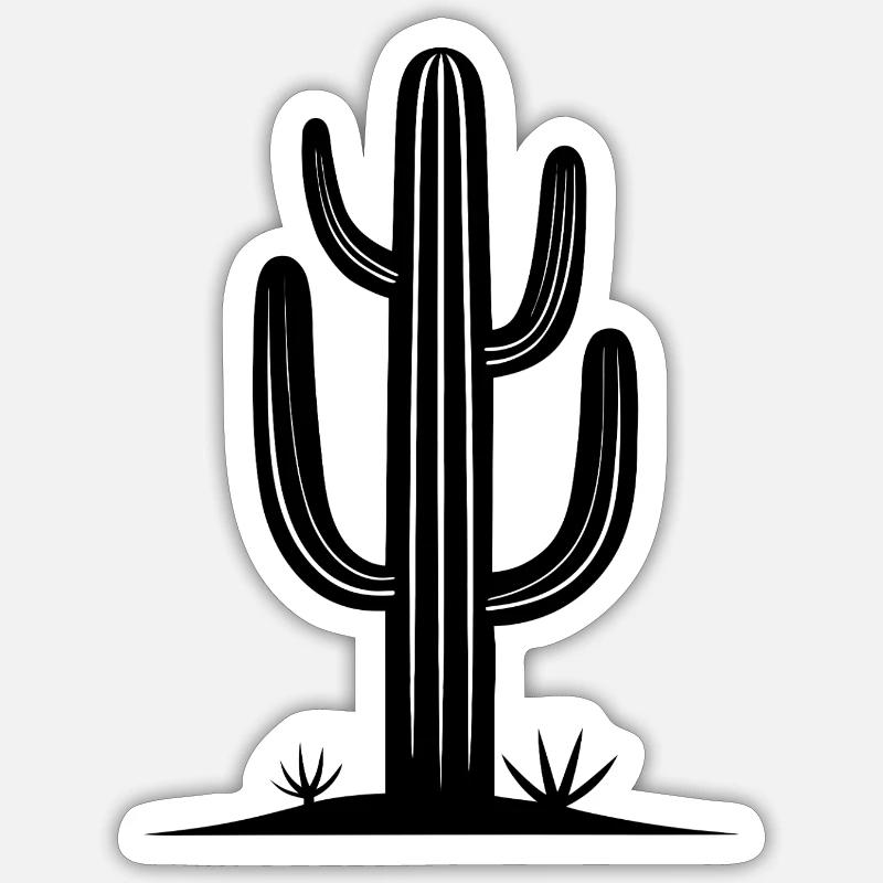 Saguaro Cactus - Sticker taille S (10 x 10 cm) - blanc mat