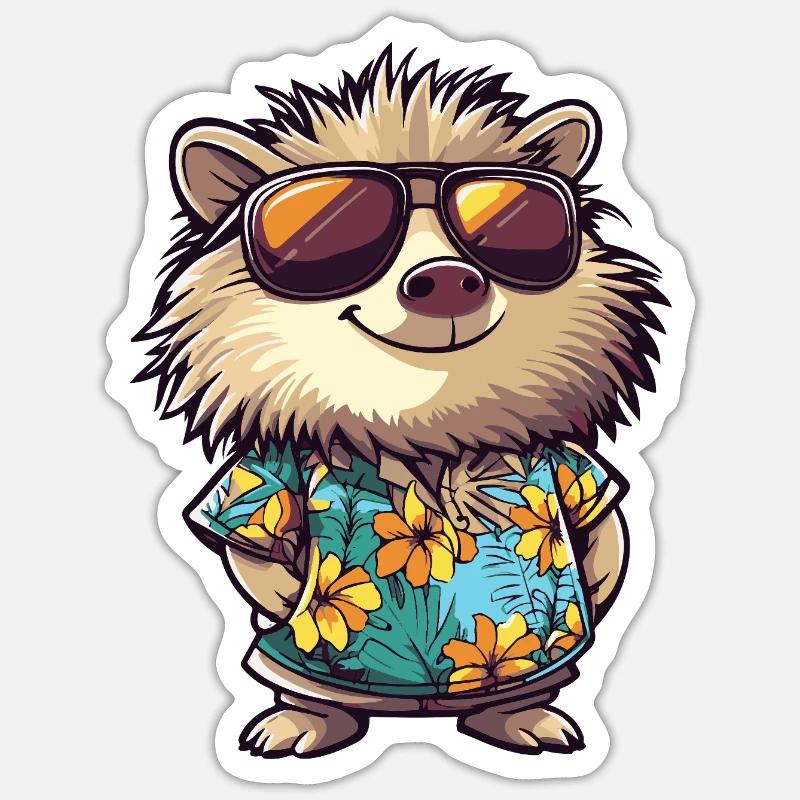 Hedgehog Comic Holiday - Sticker size S (10 x 10 cm) - white matte