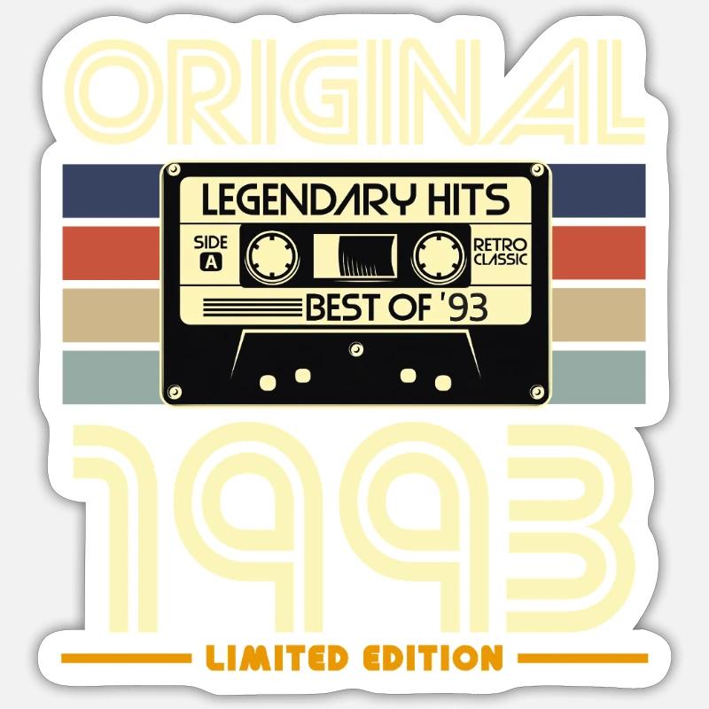 Original 1993 Retro Hits - Sticker taille S (10 x 10 cm) - blanc mat