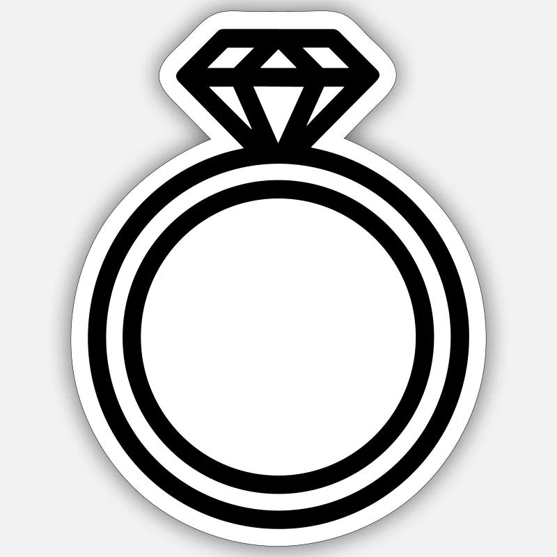 bague  - Sticker taille S (10 x 10 cm) - blanc mat