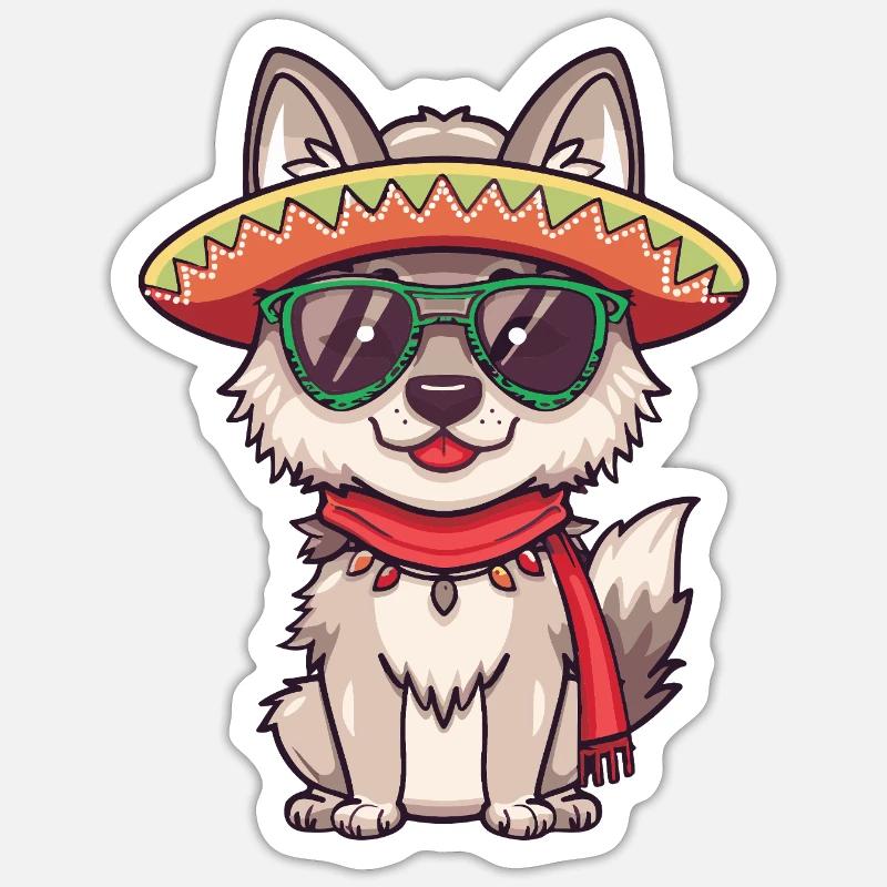 Sombrero drôle de Fox Comic - Sticker taille S (10 x 10 cm) - blanc mat