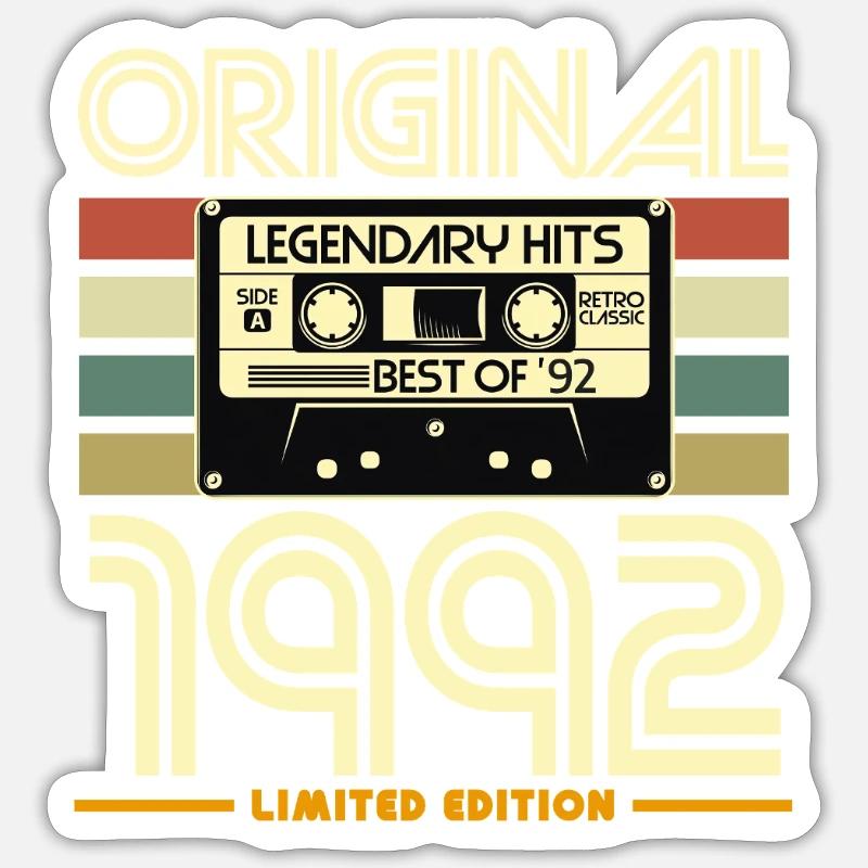 Original 1992 Cassette Limited - Sticker taille S (10 x 10 cm) - blanc mat