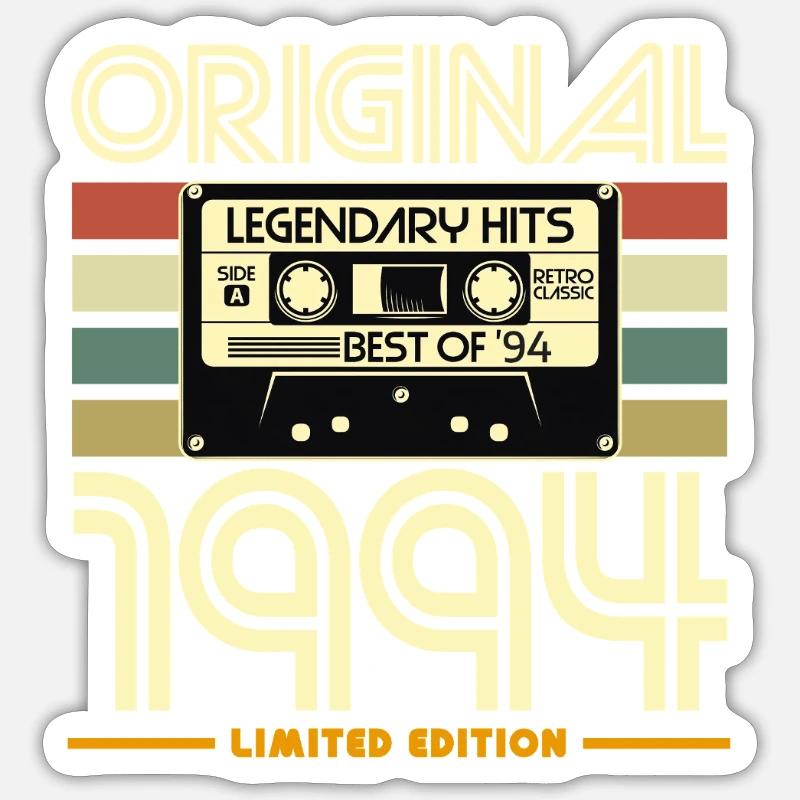 Original 1994 Nostalgie Cassette - Sticker taille S (10 x 10 cm) - blanc mat
