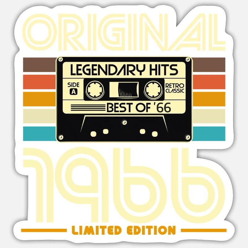 1966 Retro Legends Cassette - Sticker size S (10 x 10 cm) - white matte