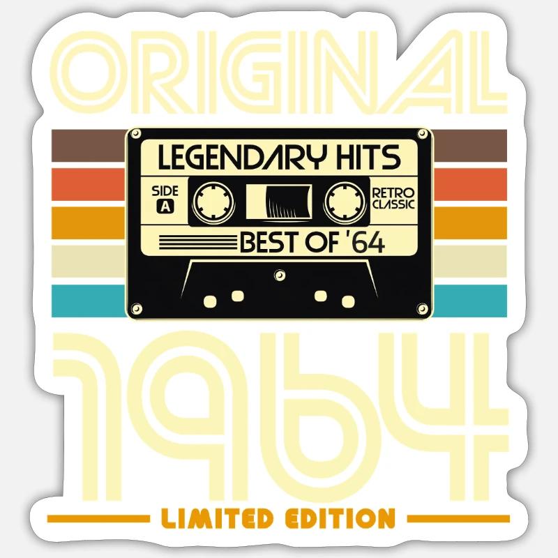 Original 1964 Cassette Rétro - Sticker taille S (10 x 10 cm) - blanc mat